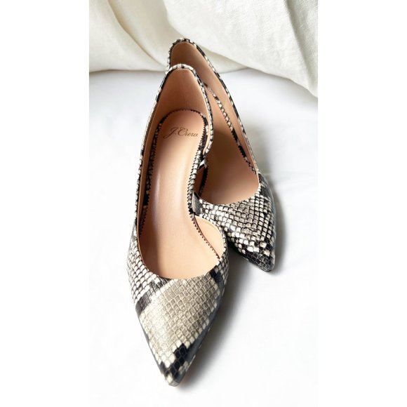 New J.Crew Lucie Pumps in Snake-embossed leather, Ivory/Black, size 6.5 - Picture 7 of 10